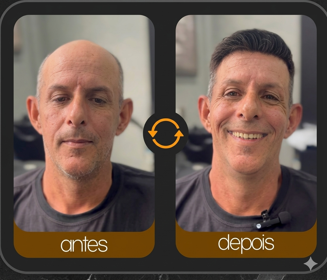 Preenchimento de barba - antes e depois em Curitiba