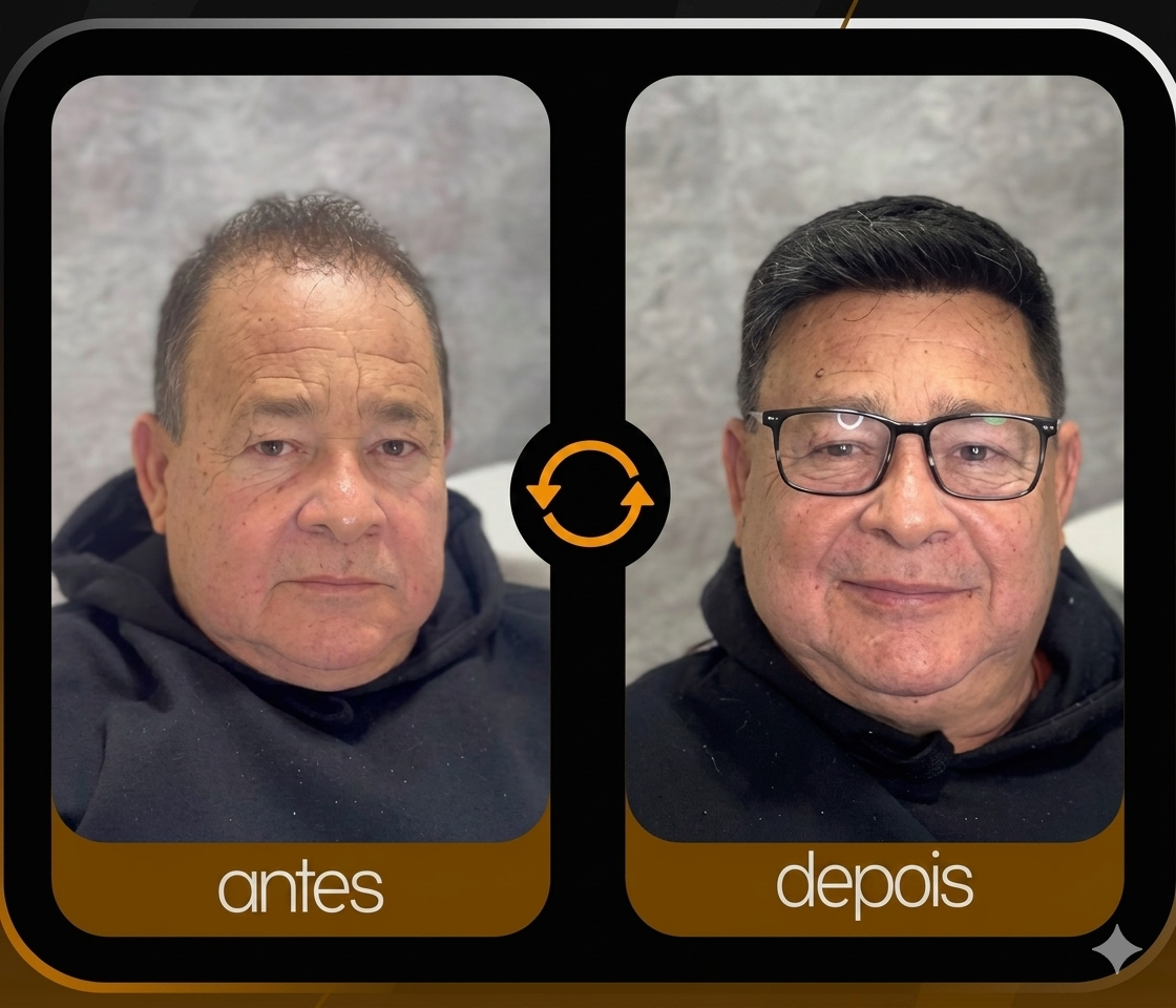 Prótese capilar masculina Jhulyo Peres - resultado real